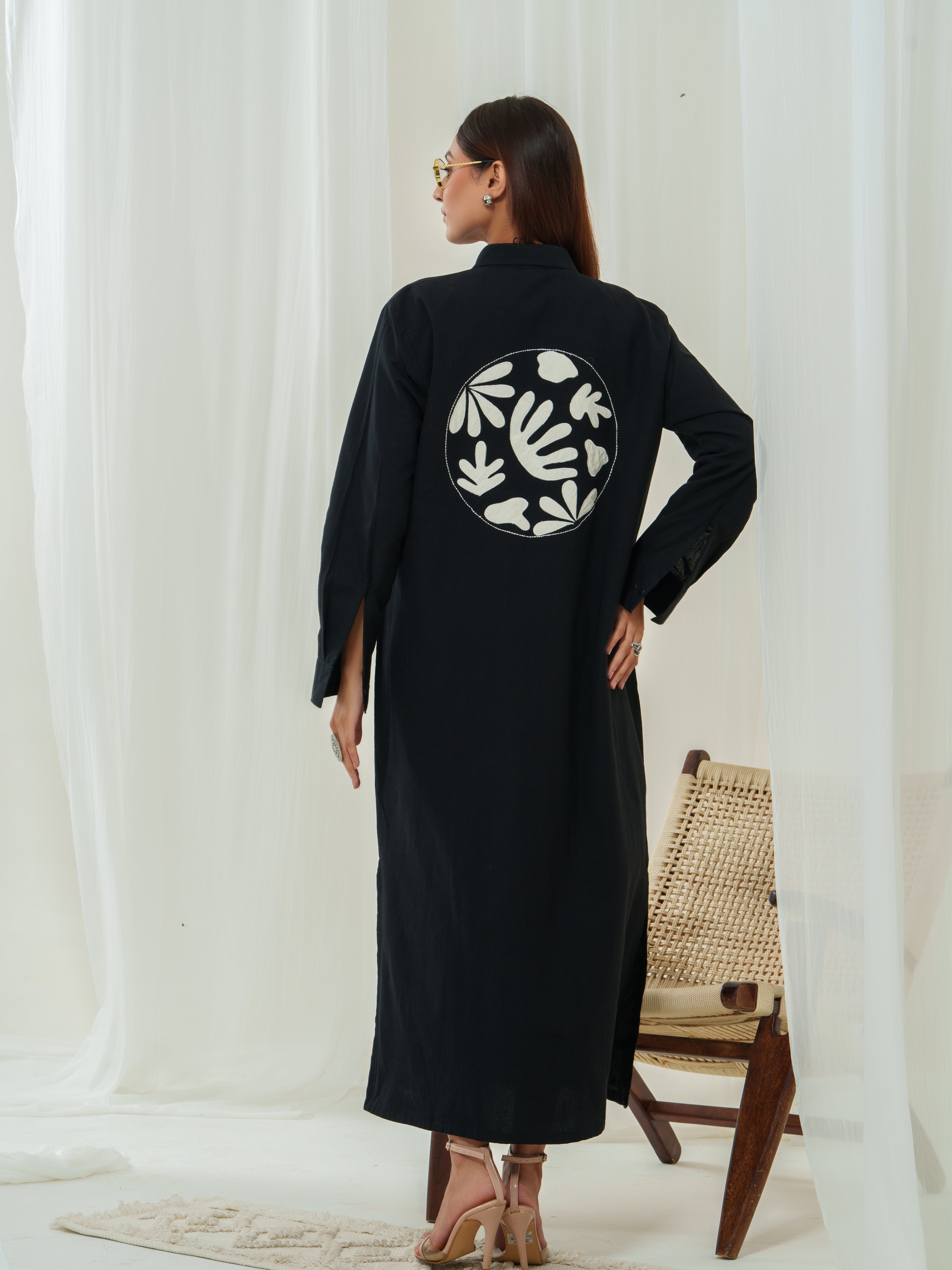 Handloom Appliqué -Breezy shirt dress