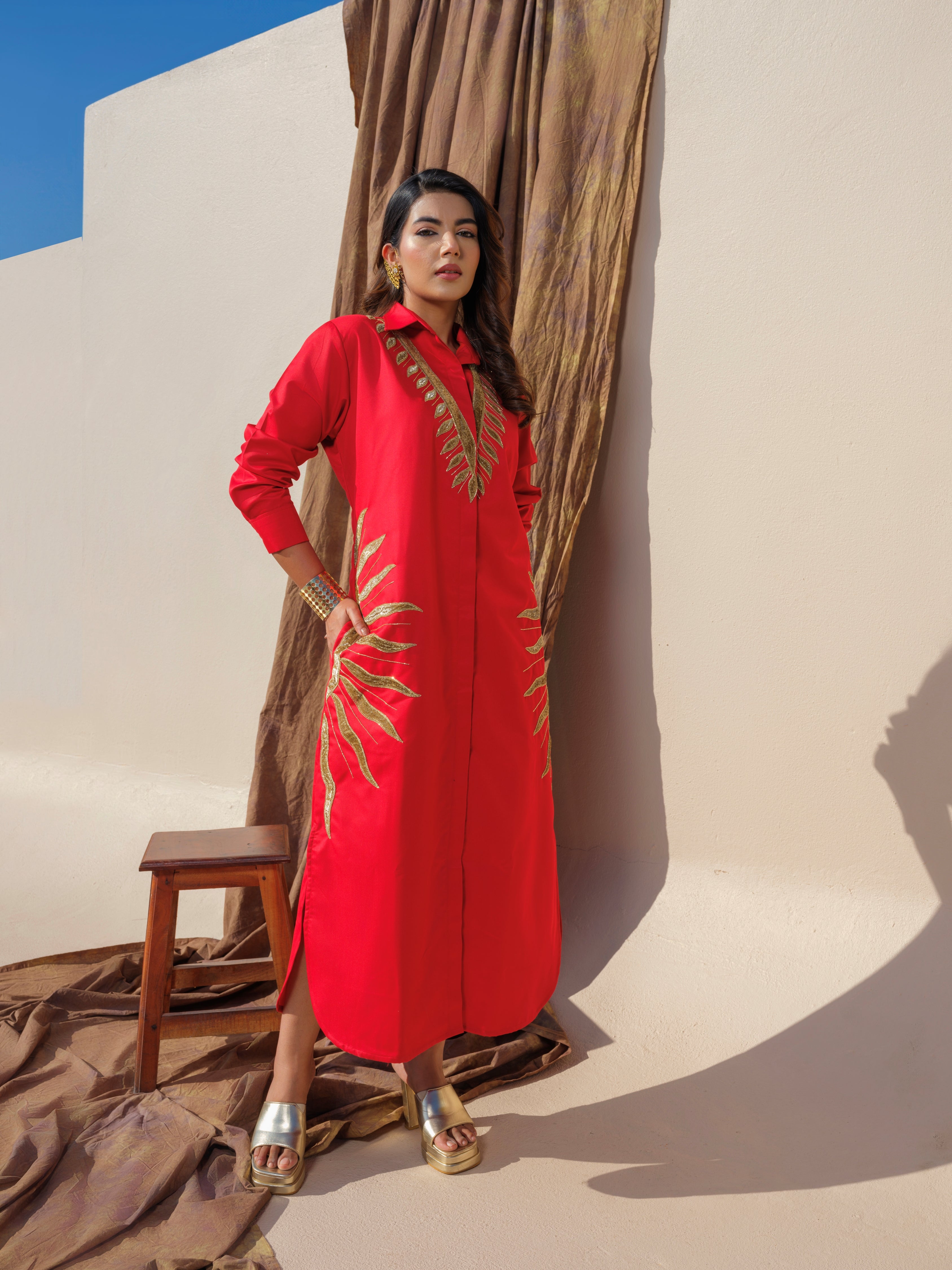 Clarissa Gold Shirt  Dress