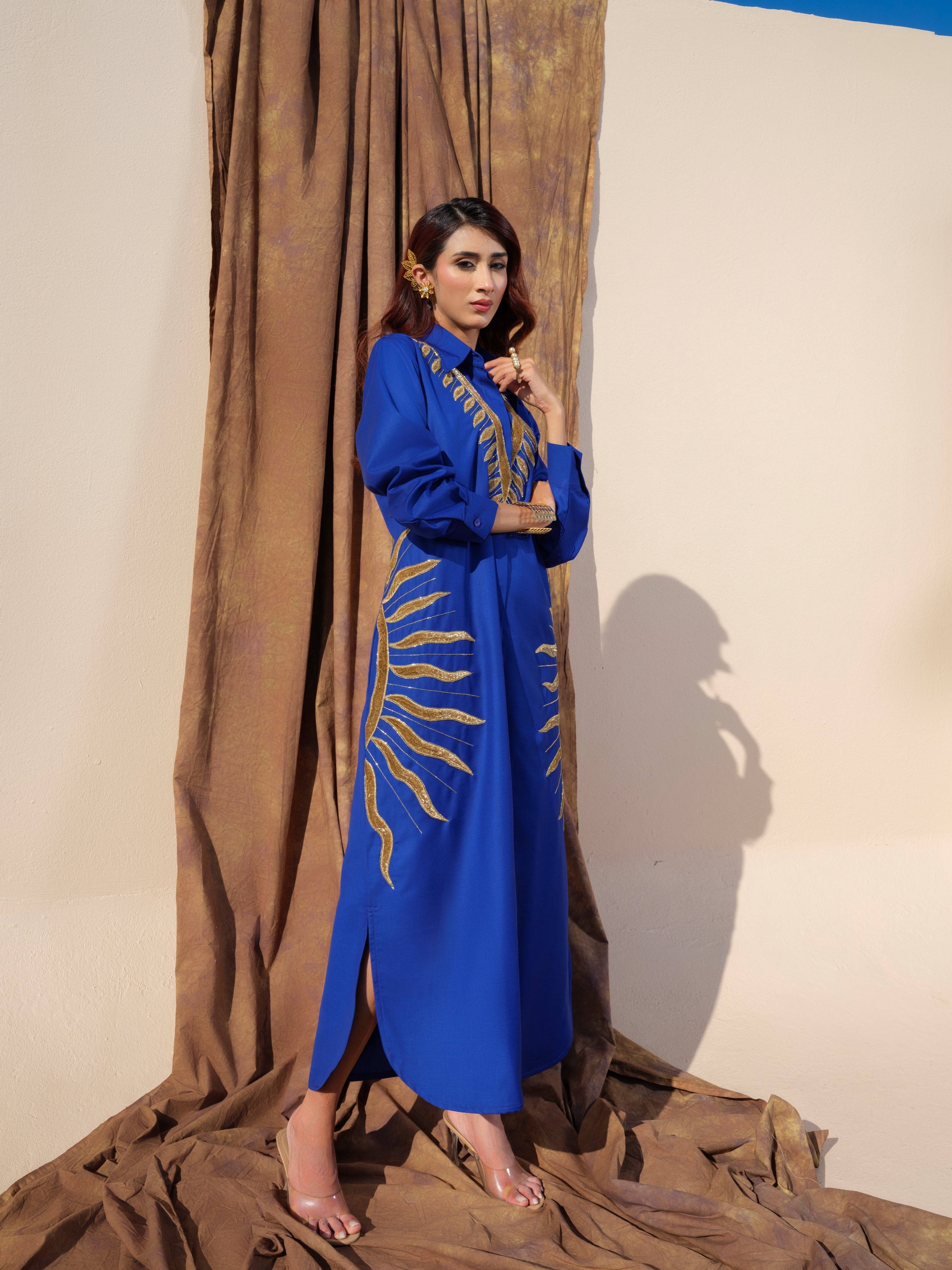 Clarissa Gold Shirt  Dress